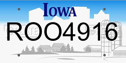 ROO4916 Iowa License Plate