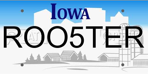 ROO5TER Iowa License Plate