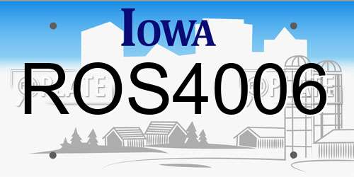 ROS4006 Iowa License Plate