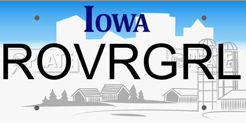 ROVRGRL Iowa License Plate
