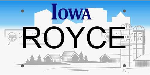 ROYCE Iowa License Plate