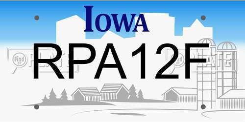 RPA12F Iowa License Plate