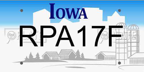 RPA17F Iowa License Plate