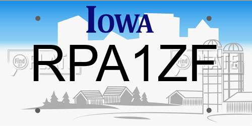 RPA1ZF Iowa License Plate