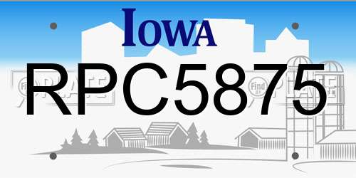 RPC5875 Iowa License Plate