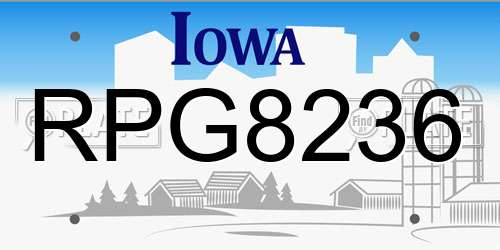 RPG8236 Iowa License Plate