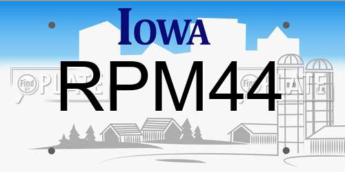 RPM44 Iowa License Plate