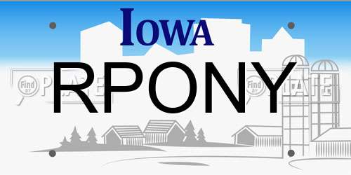 RPONY Iowa License Plate