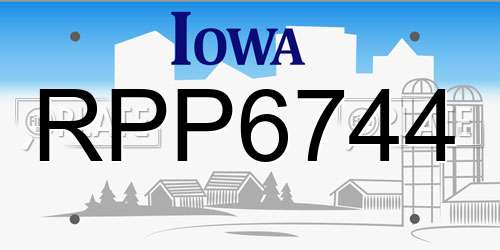 RPP6744 Iowa License Plate