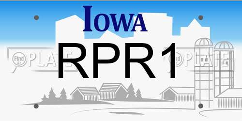 RPR1 Iowa License Plate