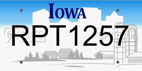RPT1257 Iowa License Plate