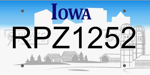 RPZ1252 Iowa License Plate