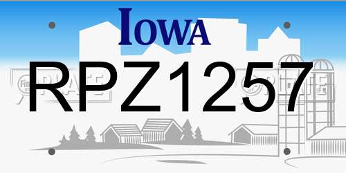 RPZ1257 Iowa License Plate