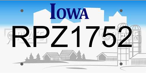 RPZ1752 Iowa License Plate
