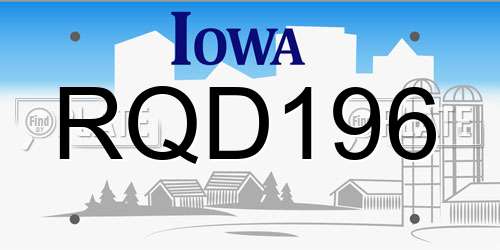 RQD196 Iowa License Plate