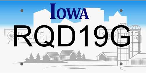 RQD19G Iowa License Plate