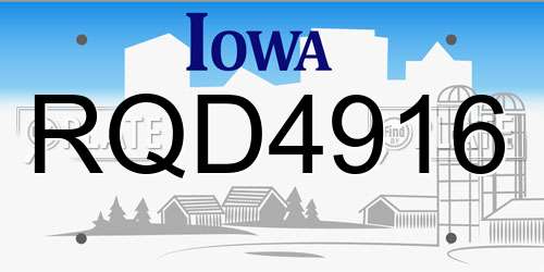 RQD4916 Iowa License Plate