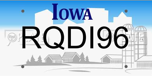 RQDI96 Iowa License Plate