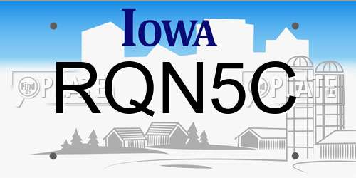 RQN5C Iowa License Plate