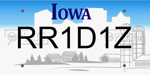 RR1D1Z Iowa License Plate
