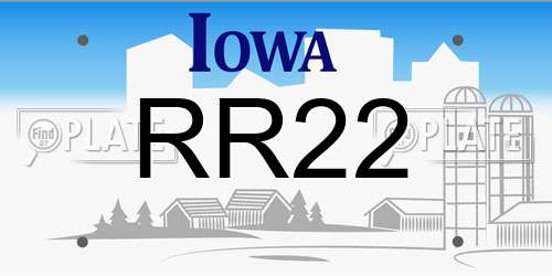 RR22 Iowa License Plate