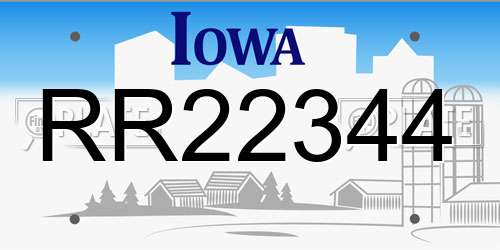 RR22344 Iowa License Plate