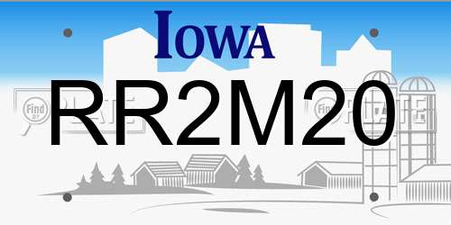 RR2M20 Iowa License Plate