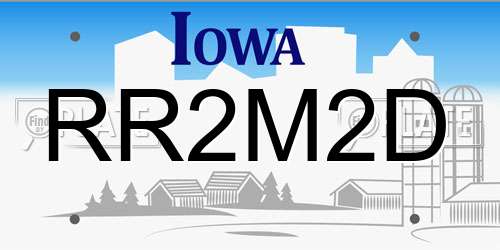 RR2M2D Iowa License Plate