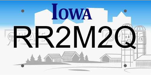 RR2M2Q Iowa License Plate