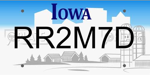 RR2M7D Iowa License Plate