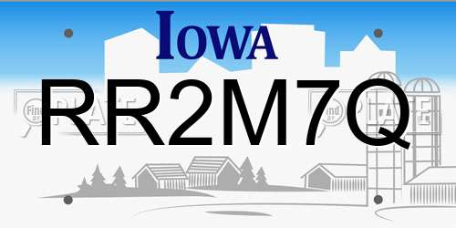 RR2M7Q Iowa License Plate