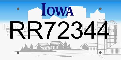 RR72344 Iowa License Plate