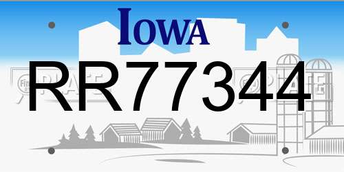 RR77344 Iowa License Plate