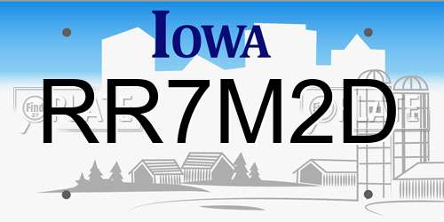 RR7M2D Iowa License Plate