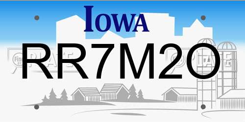RR7M2O Iowa License Plate
