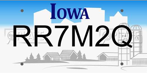 RR7M2Q Iowa License Plate