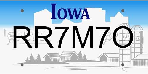 RR7M7O Iowa License Plate