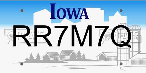 RR7M7Q Iowa License Plate