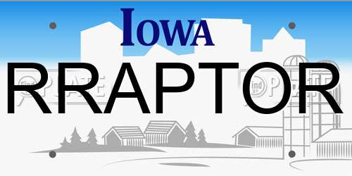 RRAPTOR Iowa License Plate