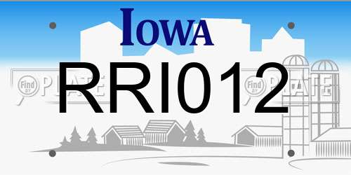 RRI012 Iowa License Plate