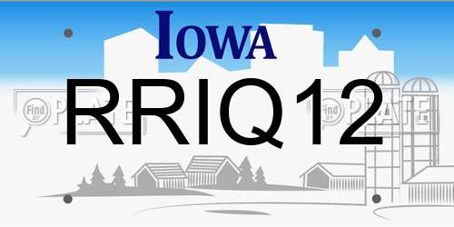 RRIQ12 Iowa License Plate
