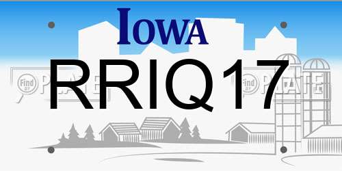 RRIQ17 Iowa License Plate