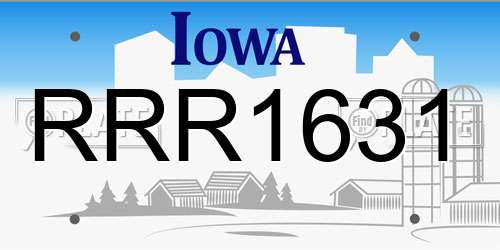 RRR1631 Iowa License Plate