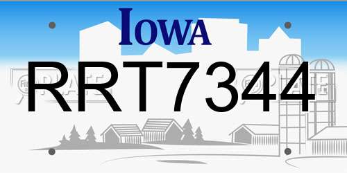 RRT7344 Iowa License Plate