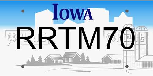 RRTM70 Iowa License Plate