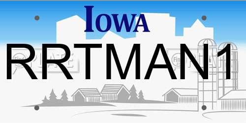 RRTMAN1 Iowa License Plate