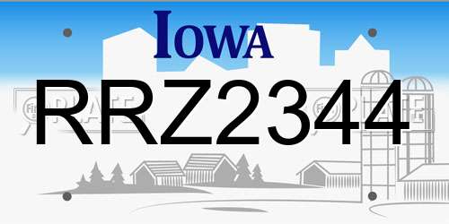 RRZ2344 Iowa License Plate