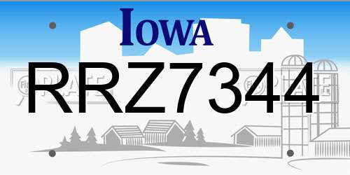 RRZ7344 Iowa License Plate
