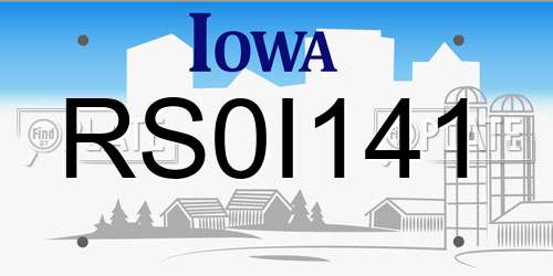 RS0I141 Iowa License Plate