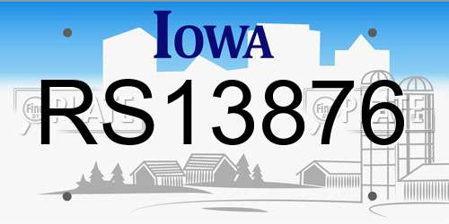 RS13876 Iowa License Plate